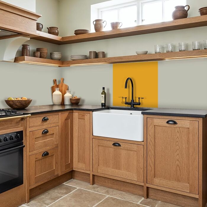 Кухонний фартух 60x250 см, самоклеючий фартух, кухонний фартух, кухонний фасад, самоклеючі кухонні фартухи - Осінь (Охристо-жовтий - Однотонний, 80 x 80 см)