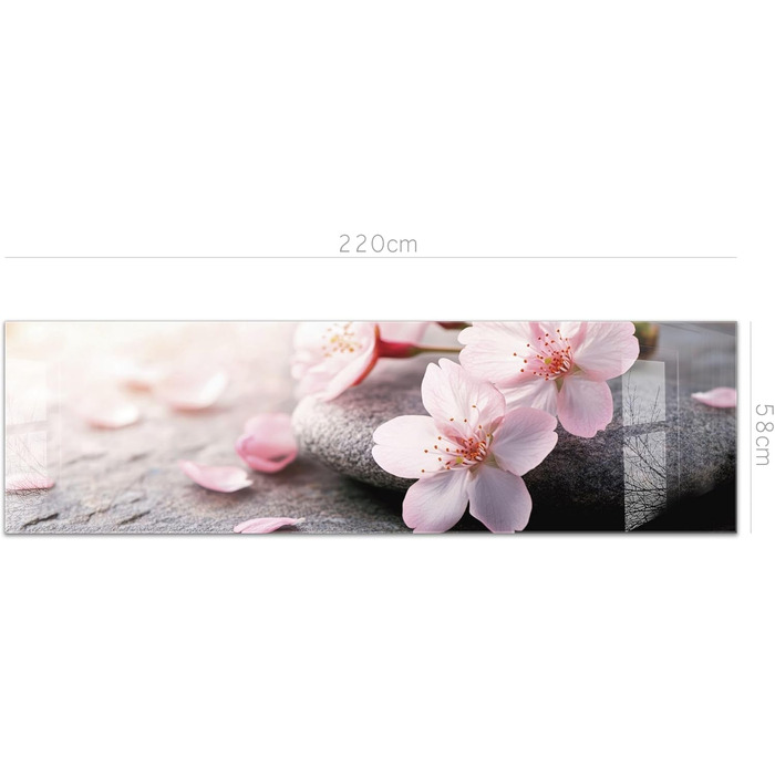 Кухонний фартух timalo зі скляним виглядом Північне море, очерет, захід сонця, океан, солома 2 мм акрилове скло Бризок настінний для плити, кухонний скляний фартух, акрилова скляна настінна панель, панель для фартуха (220 x 58 см, 314- Цвітіння вишні)