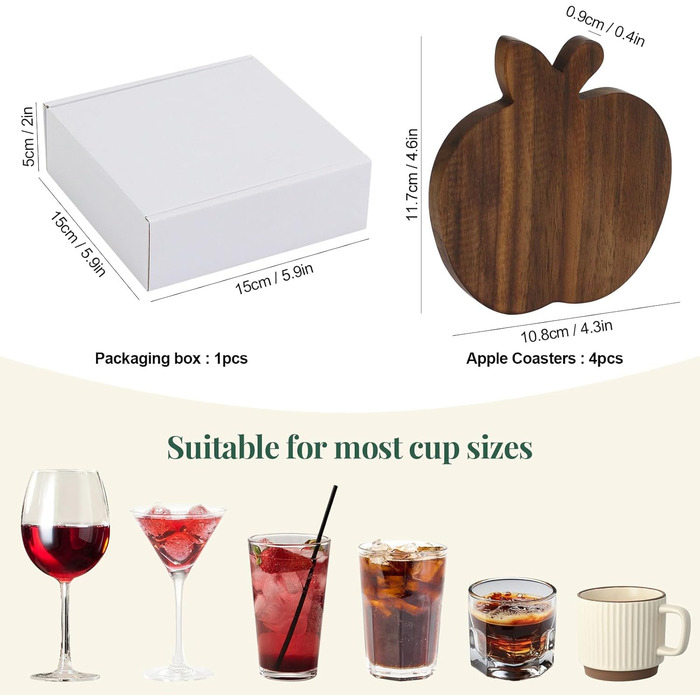 Набір підставок із натурального горіхового дерева 4 шт Generisch