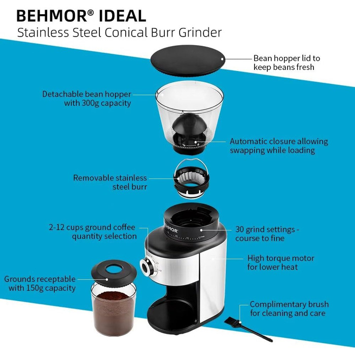 Кавомолка з конічними жорнами Behmor