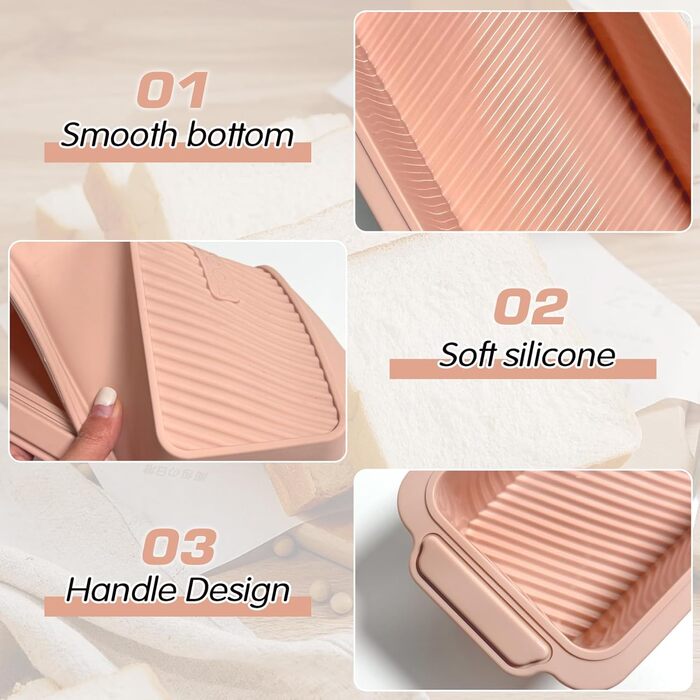 Силиконовая форма для выпечки хлеба, 28x12x6,5 см, розовая Techchii