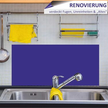 Кухонний фартух INDIGOS UG для плиткового фартуха - - - Термостійкий алюмінієвий композитний бризкозахисний екран - Сучасний кухонний фартух, що протирається - Плита та духовка - Облицювання стіни (Синій, 80x55 см)