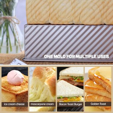 Форма для випікання тостового хліба 1000 г з кришкою, 32 x 12 x 11 см, золотистий Biluer