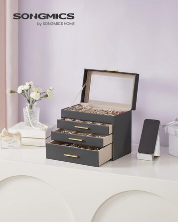 Органайзер для ювелірних виробів 4-рівневий темно-сірий SONGMICS