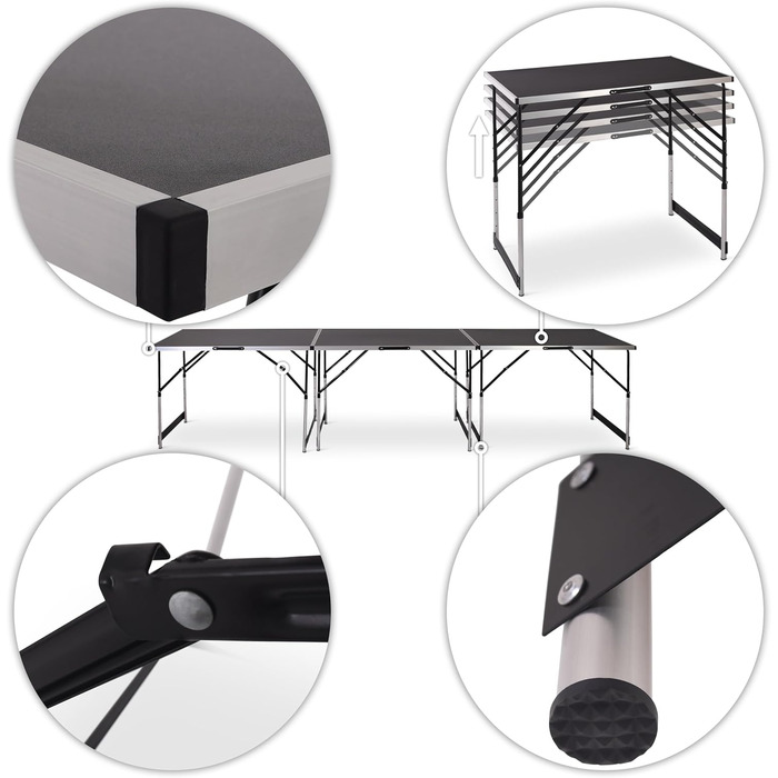 Стіл розкладний алюмінієвий з 3-х частин 100 x 60 см Raburg