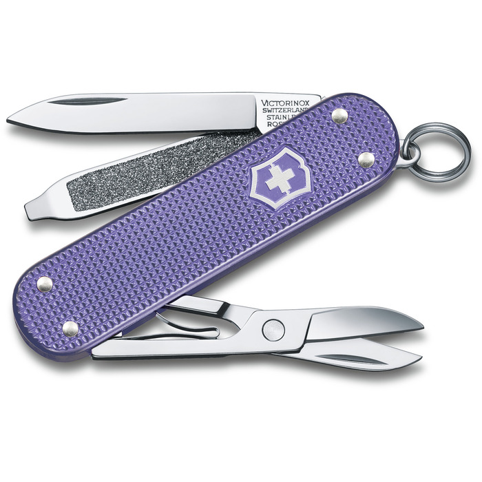 Ніж швейцарський 5 функцій, 58 мм, фіолетовий Victorinox Classic SD Alox Colors Night Dive