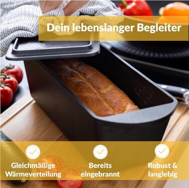 Чавунна форма для випікання  хліба 3 л прямокутна з кришкою Chefarone