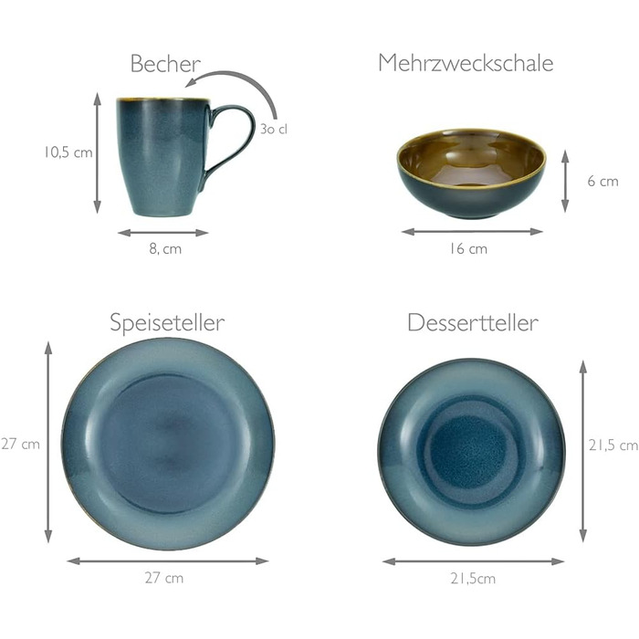Набір посуду на 4 персони, 16 предметів, Mallorca Creatable