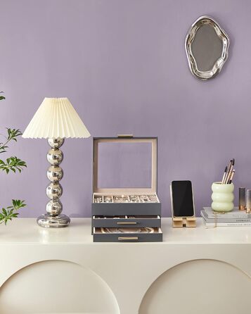 Шкатулка органайзер для ювелирных изделий 3-уровневая темно-серый SONGMICS