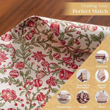 Бавовняні килимки для серветок, набір з 4 шт. , декоративні килимки для серветок, пасхальні килимки, що миються, для свят, вечерь, весни, літа (33 см x 48 см) (13 - Reveillon Au Jardin), 39Hermine 100