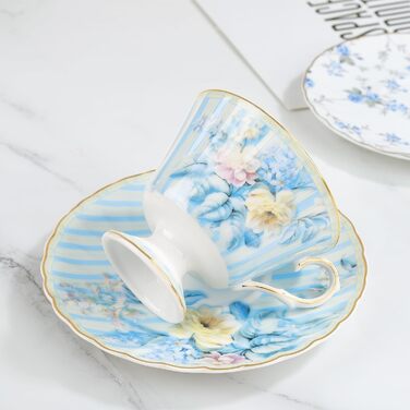 Чашка и блюдце 170 мл синяя гортензия fanquare