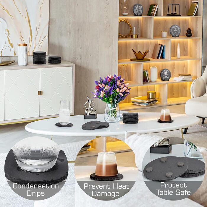 Набір із 12 круглих підставок із натурального сланцю WEWINK PLUS