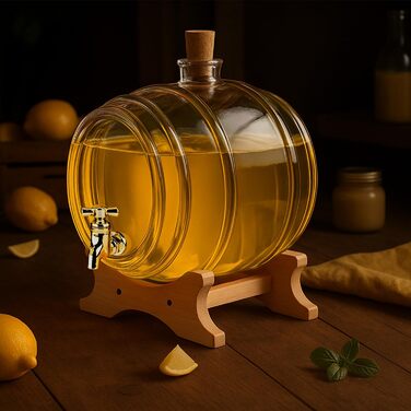 Стеклянный диспенсер бочки с краном 4 л SUPERBUTELKI.PL