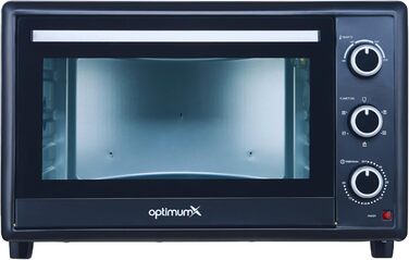 Міні-піч OptimumX 20 л, мала міні-піч з конвекцією, таймер 60 хв, піч для піци, 1380 Вт, чорна (60 літрів)