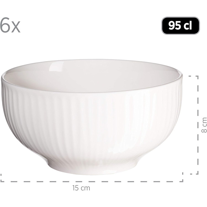 Обеденный сервиз на 6 персон из высококачественного гостиничного фарфора белого цвета, набор тарелок из 12 предметов в винтажном дизайне, прочный фарфор (набор для завтрака 18 шт.), 931461 Dalia