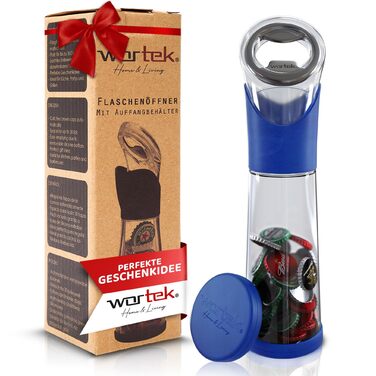 Відкривачка для пляшок з контейнером для кришок синій wortek