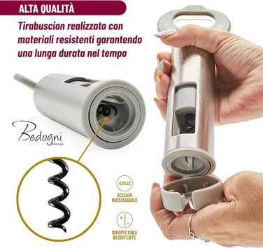 Штопор для вина та пива з магнітним утримувачем кришок Bedogni Reggio Emilia