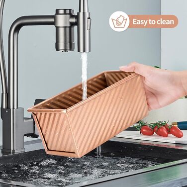 Набір з 2 прямокутних форм для випікання хліба 220 г та 1000 г з кришками, рожеве золото