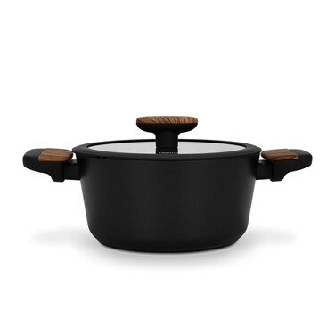 Кастрюля Fissman FEORELLA 20x10 см 2,67 л со стеклянной крышкой алюминий с антипригарным покрытием (14512)