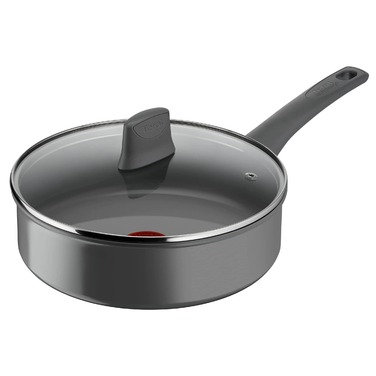 Tefal Сотейник з кришкою Renewal, 24см, алюміній, бакеліт, скло, чірий