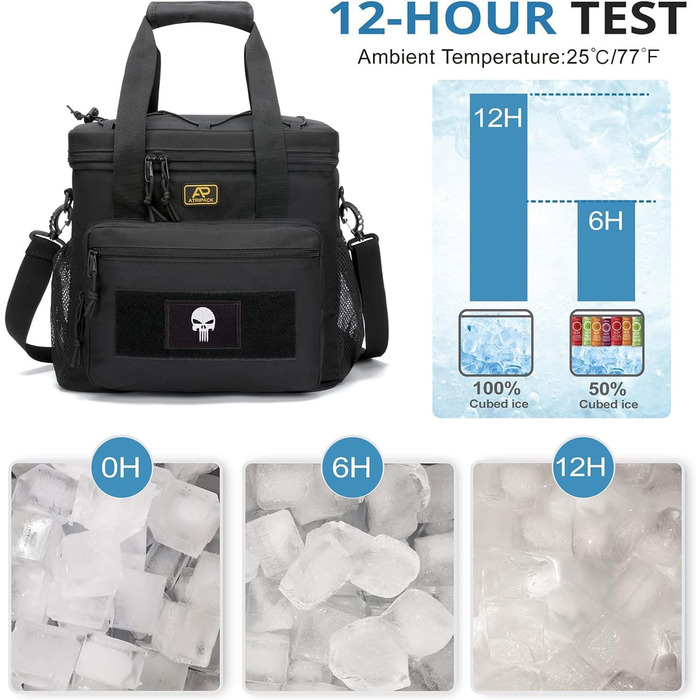 Тактична ланч-сумка для чоловіків 12,3 л чорна Bunnychic