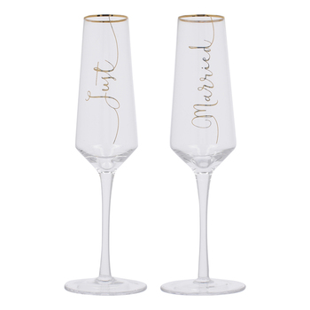 Набор бокалов для шампанского CreativeTops Just Married Wedding Belles, 250 мл, 2 шт.