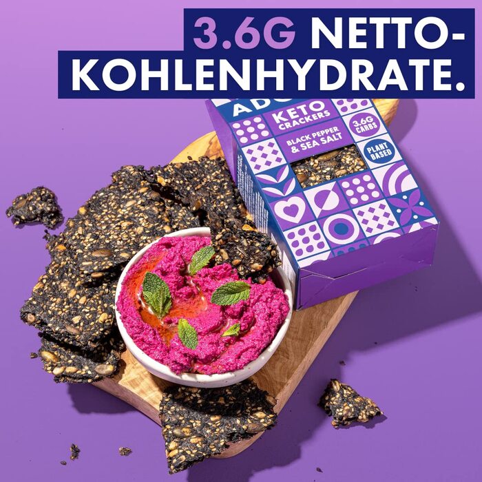 Кето крекеры с черным перцем и морской солью, 10 упаковок по 60 г Adonis