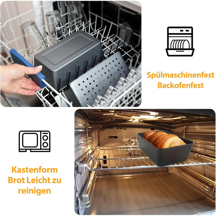 Форма для випікання хліба сталева зі знімною решіткою, чорна