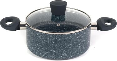 Каструля Russell Hobbs RH00845EU з антипригарним покриттям - 18 см/2 л з кришкою із загартованого скла, індукційна каструля, каструля для овочів/бульйону з бакелітовою ручкою та термостійким зовнішнім покриттям, камінь Nightfall (4,5 літра)