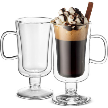 Ирландские кофейные чашки с двойными стенками - 8 кофейных стаканов по 28.2 унции (набор из 2 шт.) для чая, капучино, латте, эспрессо