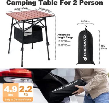 Складной алюминиевый стол с регулируемой высотой Odoland