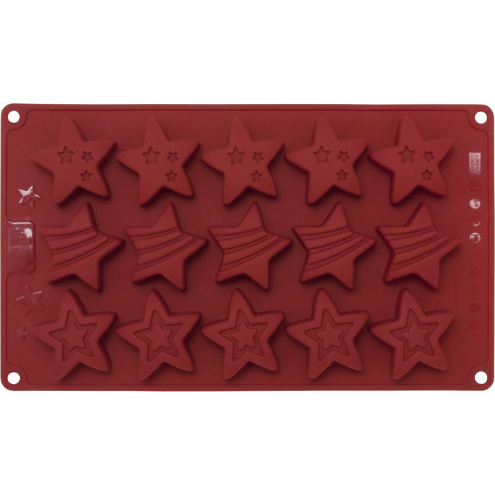 Форма для випічки у вигляді зірочок маленька, червона, 17 x 29,5 x 2,5 см, RBV Birkmann