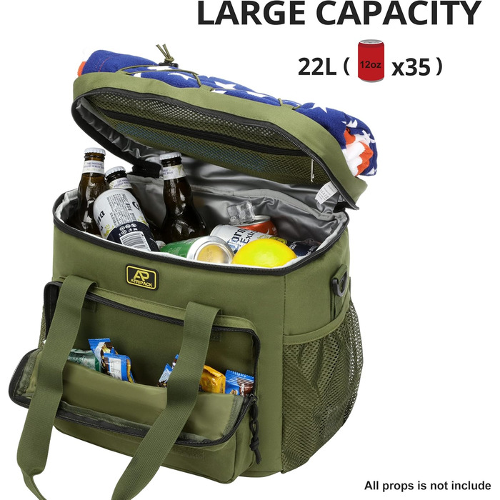 Тактична сумка для ланчу для чоловіків 12,3 л зелена Bunnychic