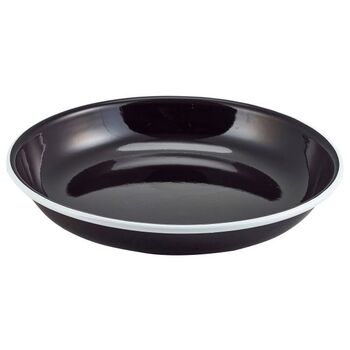 Тарелка глубокая, 20х3 см, эмаль, черная, GenWare