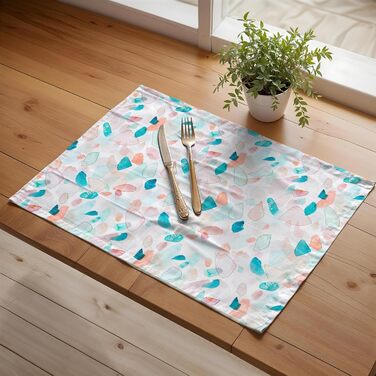 Бавовняні килимки, набір з 4 шт. , декоративні килимки, пасхальні килимки, що миються, для свят, вечерь, весни, літа (33 см x 48 см) (046 - Літній пікнік), 39Hermine, 100