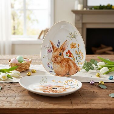 Набір із 2 великодніх тарілок з малюнком кролика levandeo