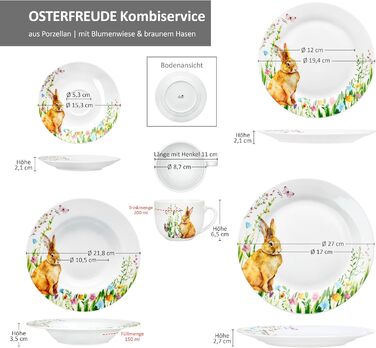 Набір посуду 30 предметів на 6 осіб до Великодня MamboCat