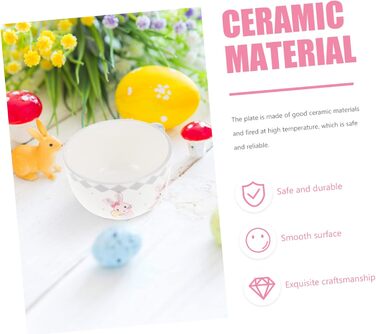 Керамічна тарілка для супу з візерунком кролика на Великдень NAMOARLY
