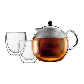 Чайник для заварювання і стакани, набір 3 предмета, Assam Bodum