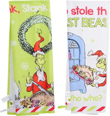 Набір з 2 різдвяних кухонних рушників 65 x 65 см The Grinch