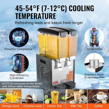 Профессиональный диспенсер для напитков с резервуарами 2 x 10 л 270 Вт VEVOR