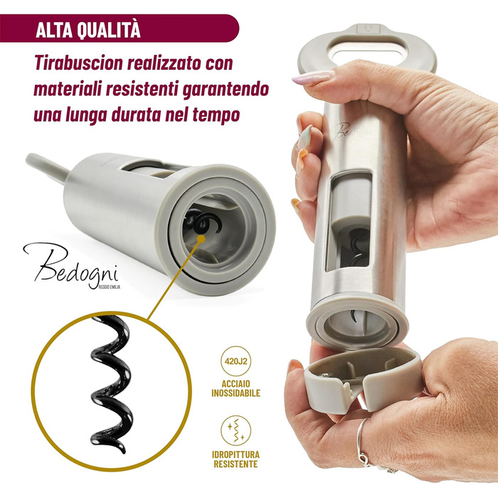 Штопор для вина та пива з магнітним утримувачем кришок Bedogni Reggio Emilia