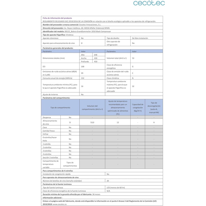 Винный холодильник до 20 бутылок черный Cecotec