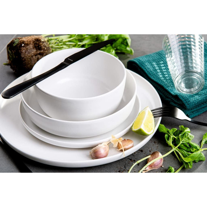 Консимо. Набор посуды Combi на 6 персон Набор тарелок VICTO Modern 24 предмета Столовый сервиз - Сервиз и наборы посуды - Комбинированный сервиз 6 персон - Сервиз для семьи - Посуда Столовая посуда (18 шт. (тарелка для пасты), белая)
