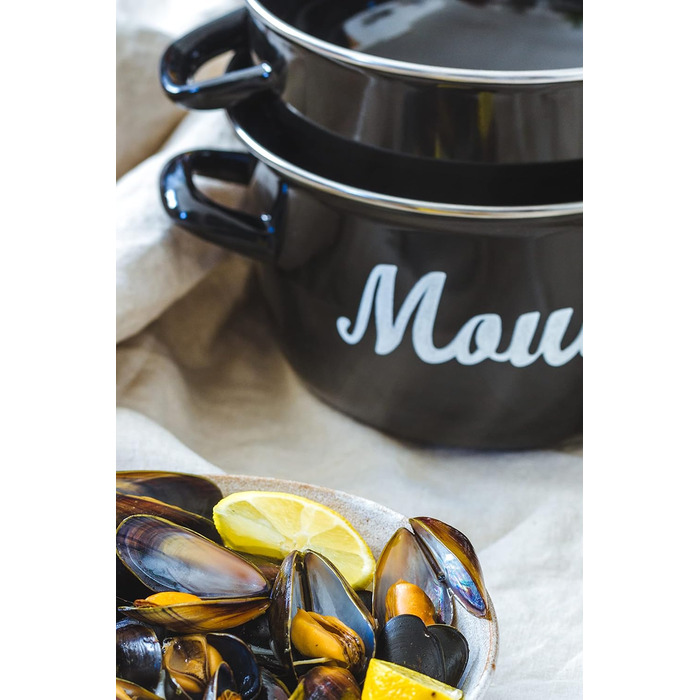 Эмалированный горшок для мидий 4,85 л, черный Kitchencraft