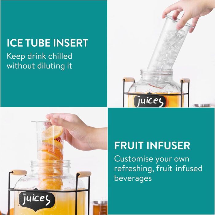 Диспенсер для напитков стеклянный с краном 5 л Navaris