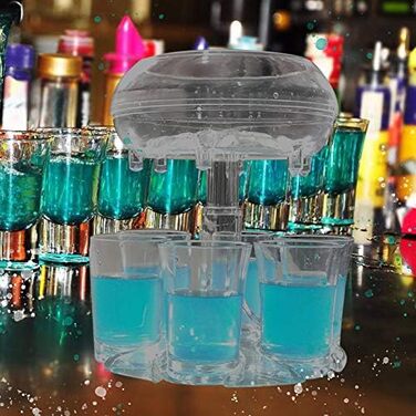 Набір з 6 дозаторів та підставки для шотів, багатофункціональний дозатор для бару, для наповнення рідинами, тримач для коктейлів, лікеру, шотів, інструмент для напоїв з пензликом (Прозорий)