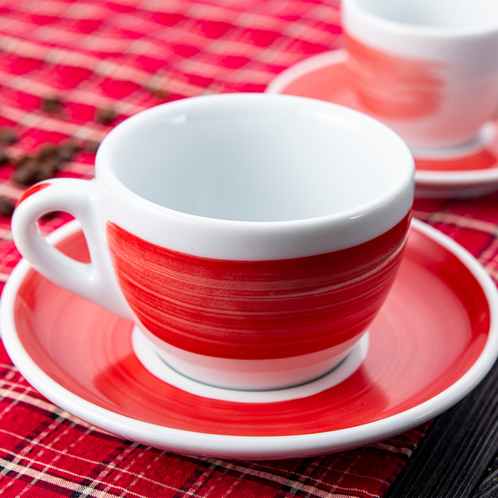 35118 Чашка cappuccino 180 мл Red stroke B 'Verona Millecolori Hand Painted Brush stroke B Red with