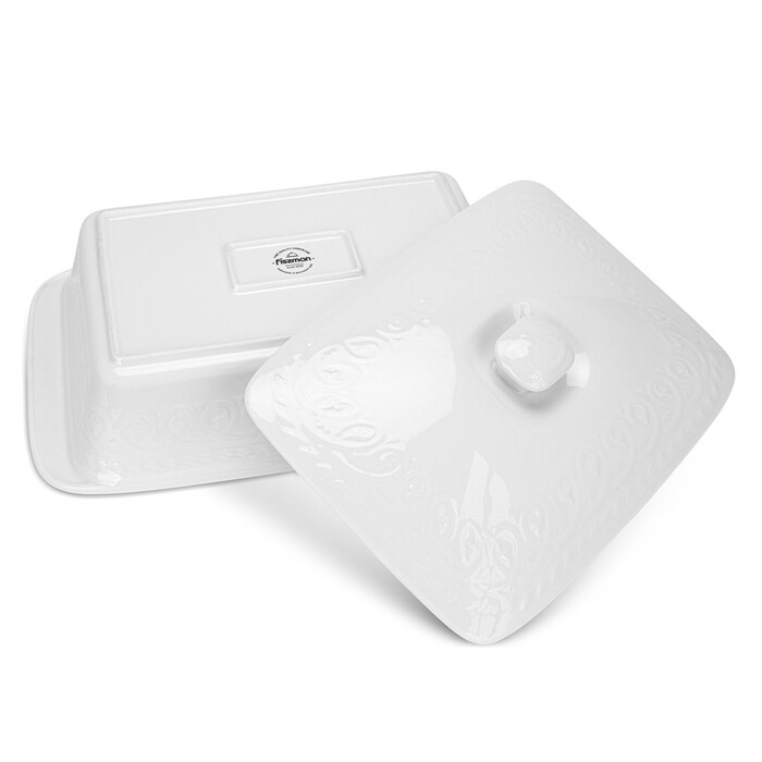 Форма для запікання Fissman прямокутна з кришкою PARMIGIANO 335х215х72 см / 21 л порцеляна (13706)