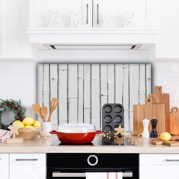 Дизайнерський кухонний фартух з алюмінієвого композиту, кухонний фартух, товщина 3 мм, 60x100 см, (бамбуково-білий)